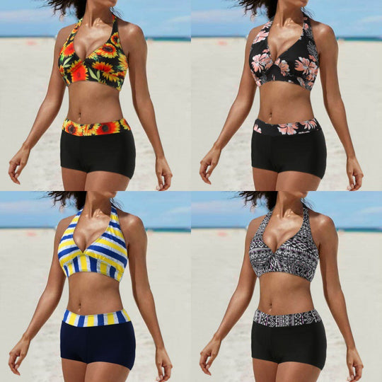Damen Sportlicher Bikini mit hoch geschnittenem Unterteil EB
