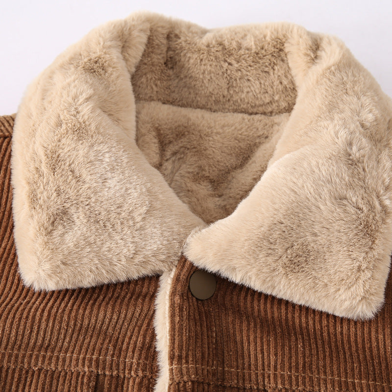 Herren Cordjacke mit Teddyfutter und Druckknopfverschluss EB