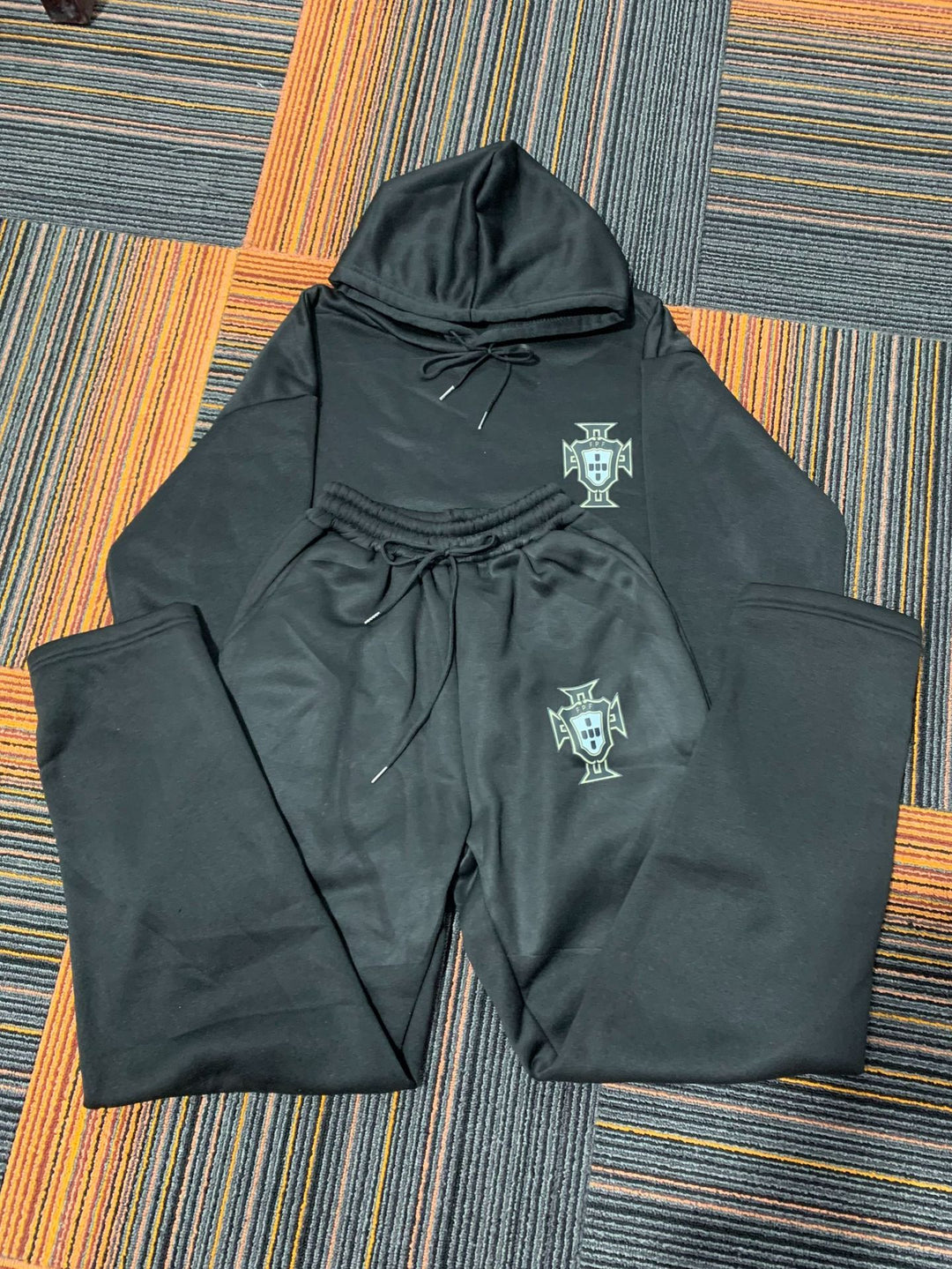 Unisex nan zweiteiliges Lounge-Set aus schwerer Baumwollmischung mit Kapuze und elastischem Bundhose EB