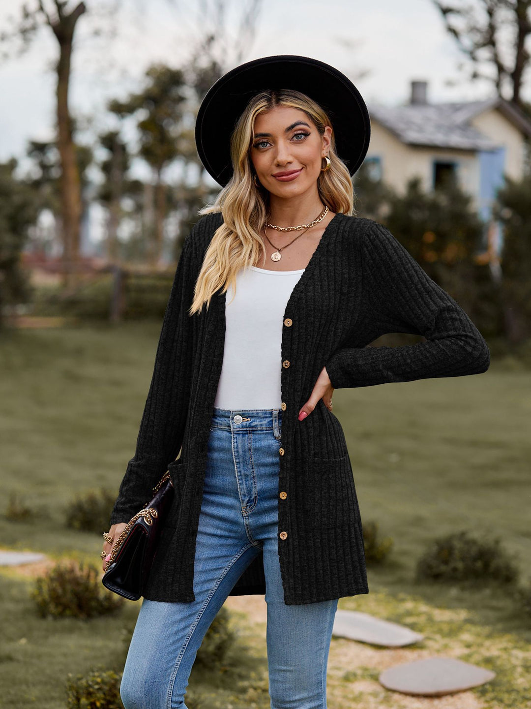 Damen Strickjacke mit strukturiertem Muster und praktischen Taschen EB 1753970709