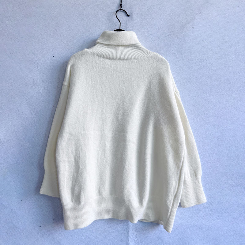 EB | Einfarbiger Warmer Strickpullover Für Alltag