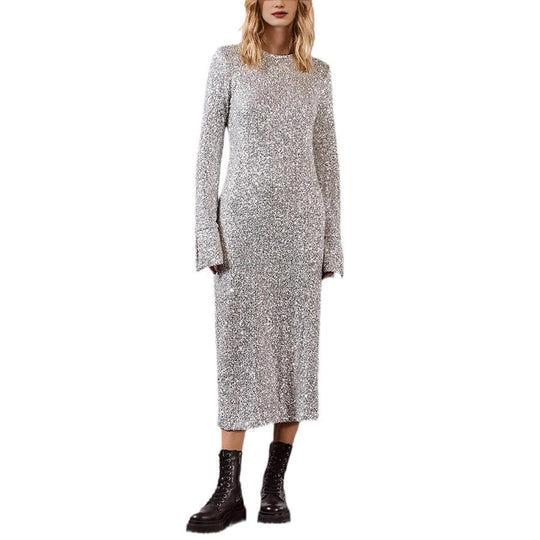 Damen Glitzerndes Langarmkleid EB