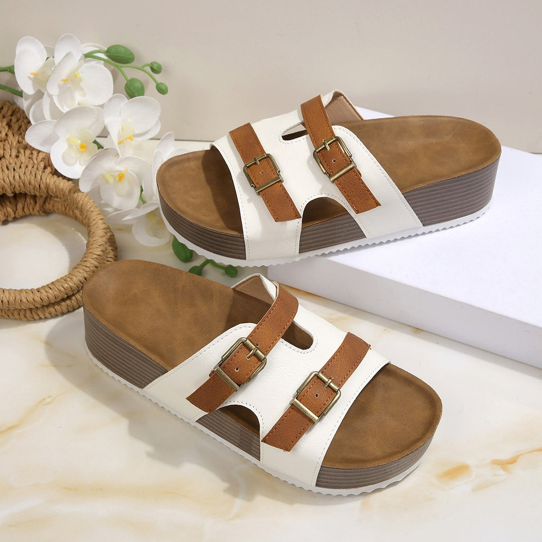 Damen Bequeme Plateau-Sandalen mit verstellbaren Riemen EB