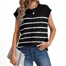 Damen lässiges gestreiftes Strickoberteil EB