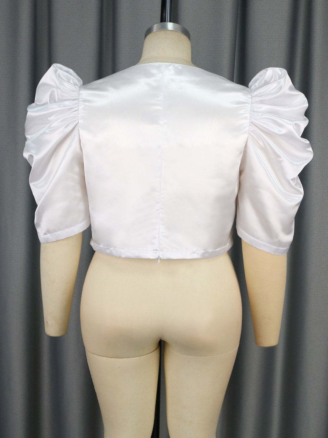 Damen Satin Bluse mit voluminösen Puffärmeln EB