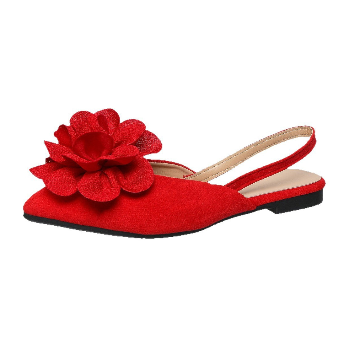 Damen Slingback-Mules mit spitzer Zehenpartie und großer Blumenapplikation EB