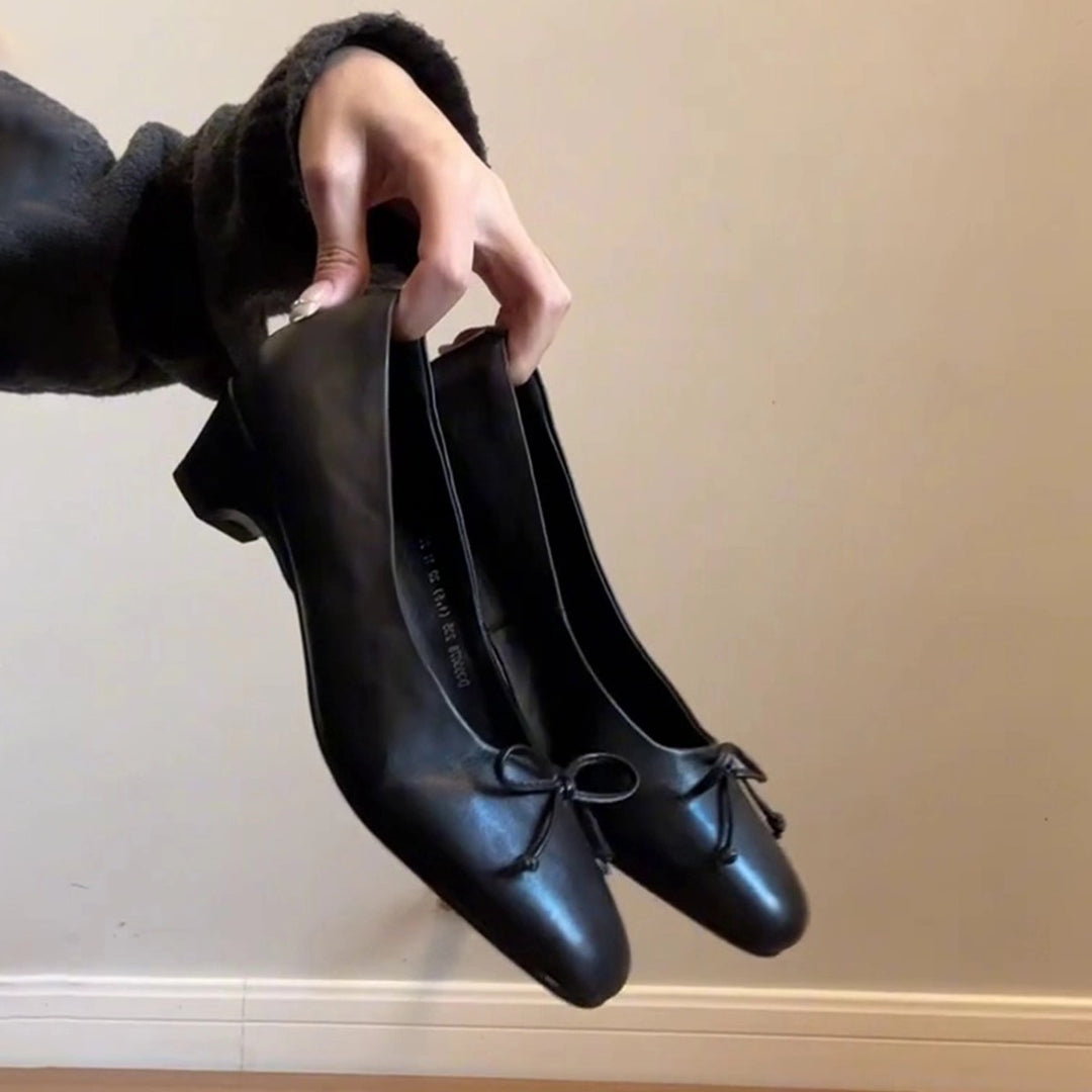 Damen elegante Ballerinas mit stabiler Sohle und dekorativem Schleifenakzent EB