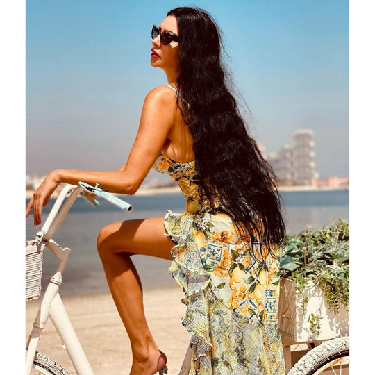 Damen Bikiniset mit elegantem Rüschendesign und maxi Rock EB