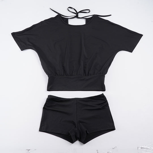 Damen Sportliches Bikini-Set mit lockerem Oberteil- und Short-Kombination EB