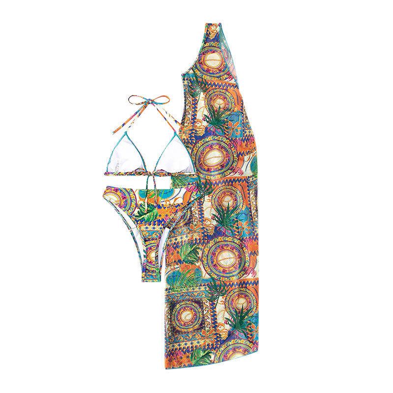 Damen Bikini mit verspieltem Wickeldesign und modischem Mustermix EB