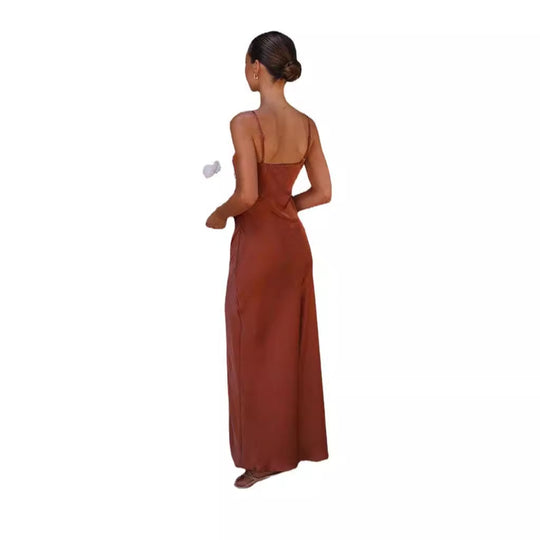 Damen Elegantes Maxikleid mit schmalem Schnitt und seitlichem Schlitz EB