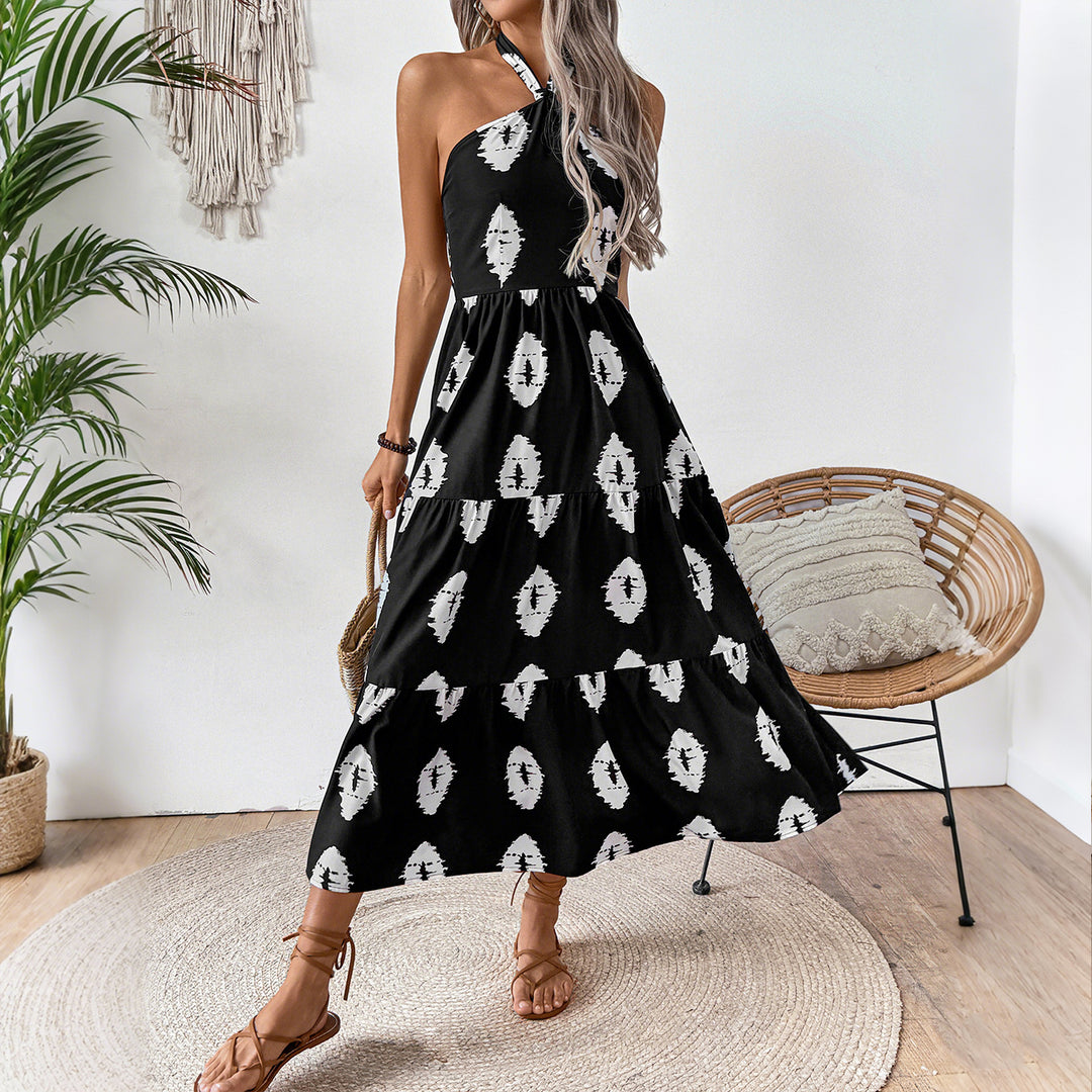 Damen Boho Maxikleid mit asymmetrischen Trägern EB