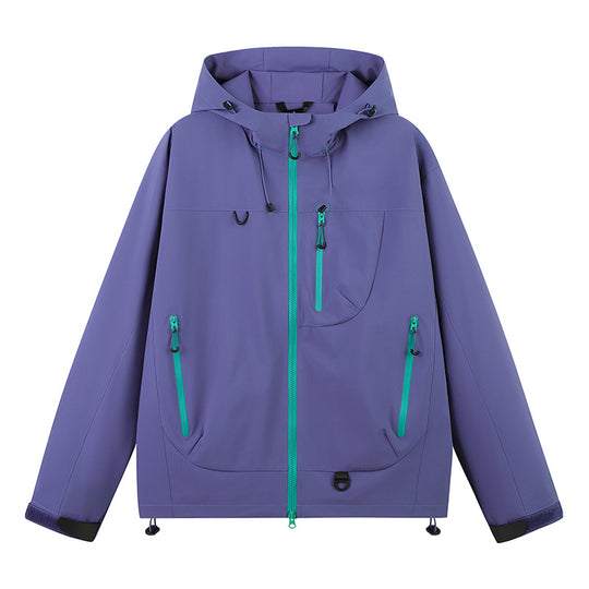 Damen wasserabweisende Outdoor-Jacke mit verstellbarem Kapuzenkragen EB