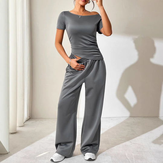 Damen Jumpsuit mit asymmetrischem Schnitt und weit geschnittenem Bein EB