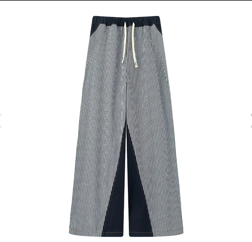 Damen Elegante und lässige Palazzohose mit gestreiftem Design EB