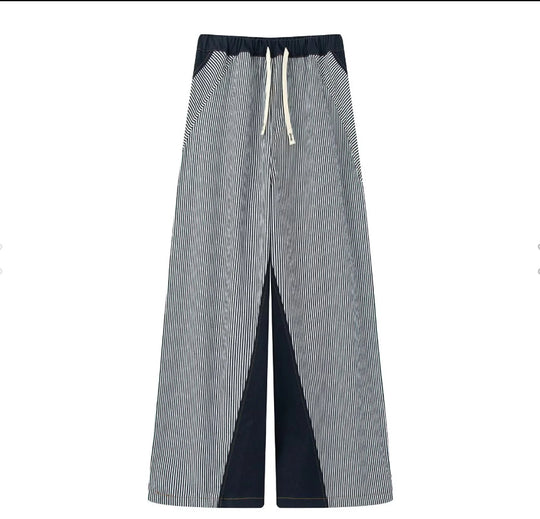 Damen Elegante und lässige Palazzohose mit gestreiftem Design EB