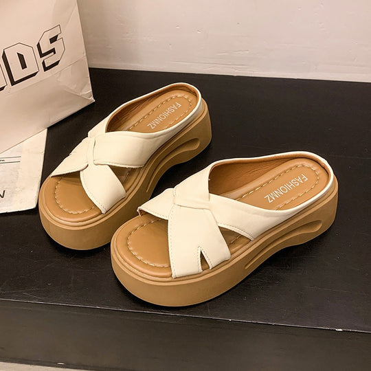 Damen Plateau-Sandalen mit stilvollem Knotendesign und bequemem Fußbett EB