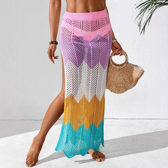 Damen luftiger Häkel-Strandsarong mit geometrischem Muster EB