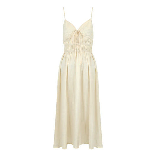 Damen Maxikleid mit verstellbaren Spaghettiträgern und elastischem Taillenbund EB
