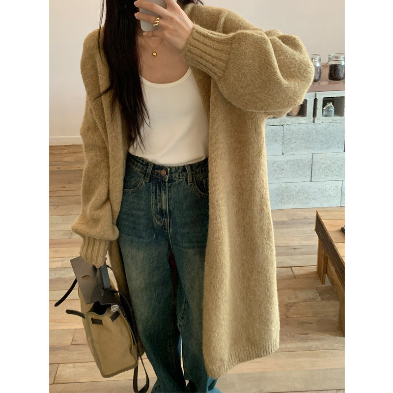 Damen Kuscheliger Strickcardigan mit lässigem Schnitt und weitem Kragen EB