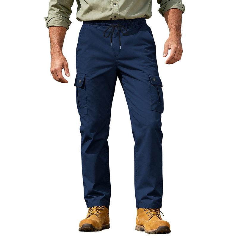 Herren nan robuste Freizeit-Cargohose mit elastischem Bund Tunnelzug und Mehrfachtaschen EB