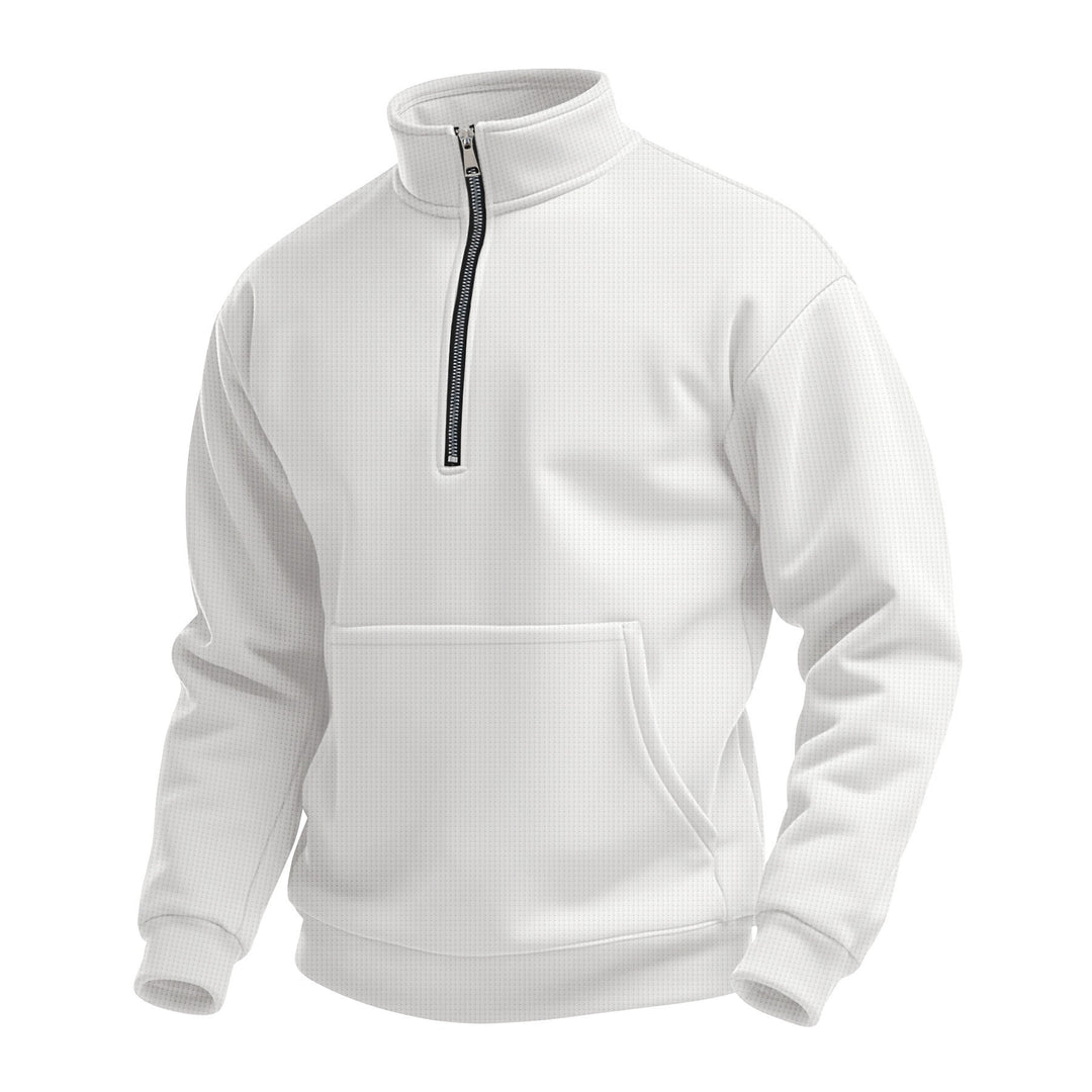 Unisex nan komfortabler Halbzip Pullover mit Kängurutasche und Stehkragen aus Strukturfleece EB