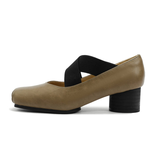 Damen elegante Ballerinas mit elastischen Riemen und glänzender Leder-Oberfläche EB