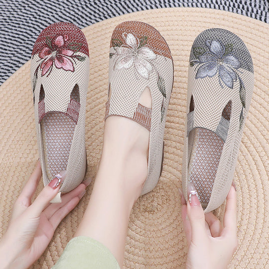Damen Freizeitschuhe mit gesticktem Blumenmuster EB
