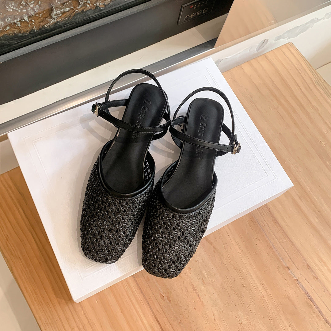 Damen Slingback-Pantoletten mit geflochtenem Obermaterial EB