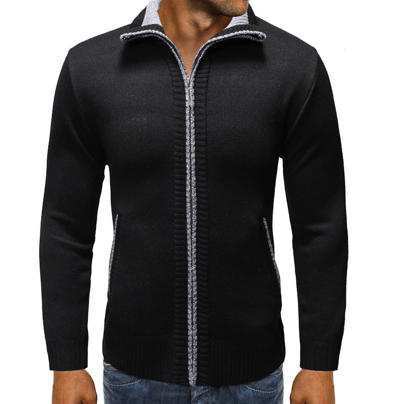 Herren Strickjacke mit Stehkragen und praktischen Taschen EB