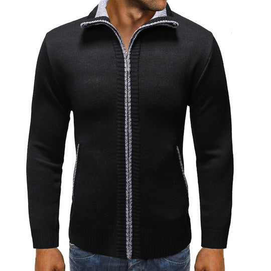 Herren Strickjacke mit Stehkragen und praktischen Taschen EB