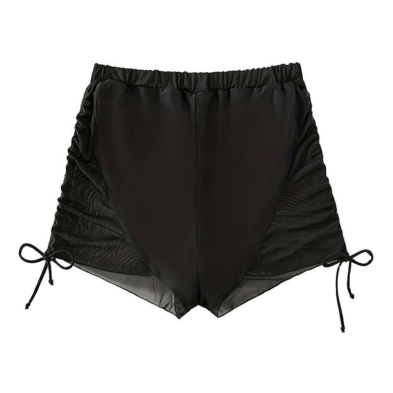 Damen Badeshorts mit elastischem Bund und seitlichen Rüschendetails EB
