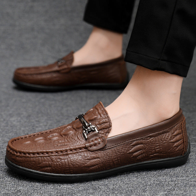 Herren elegante Mokassins im modernen Krokodil-Look EB