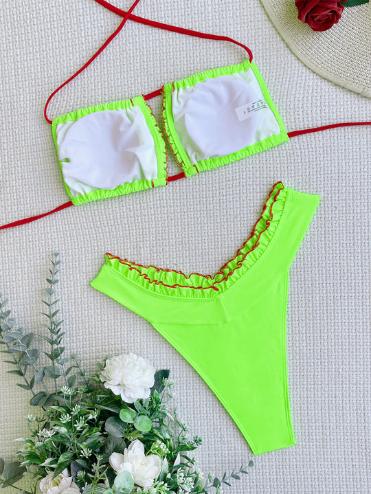 Damen Luxus Bikini mit verspielten Rüschendetails EB