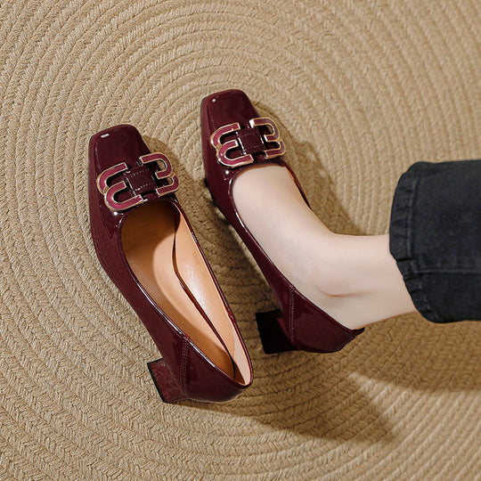 Damen elegante und modische Absatzschuhe mit quadratischer Zehenkappe EB