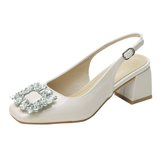 Damen elegante Slingback-Pumps mit funkelndem Schmuckdetail EB