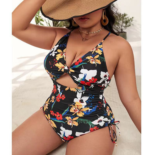 Damen Cut-Out Badeanzug mit floralen Akzenten EB