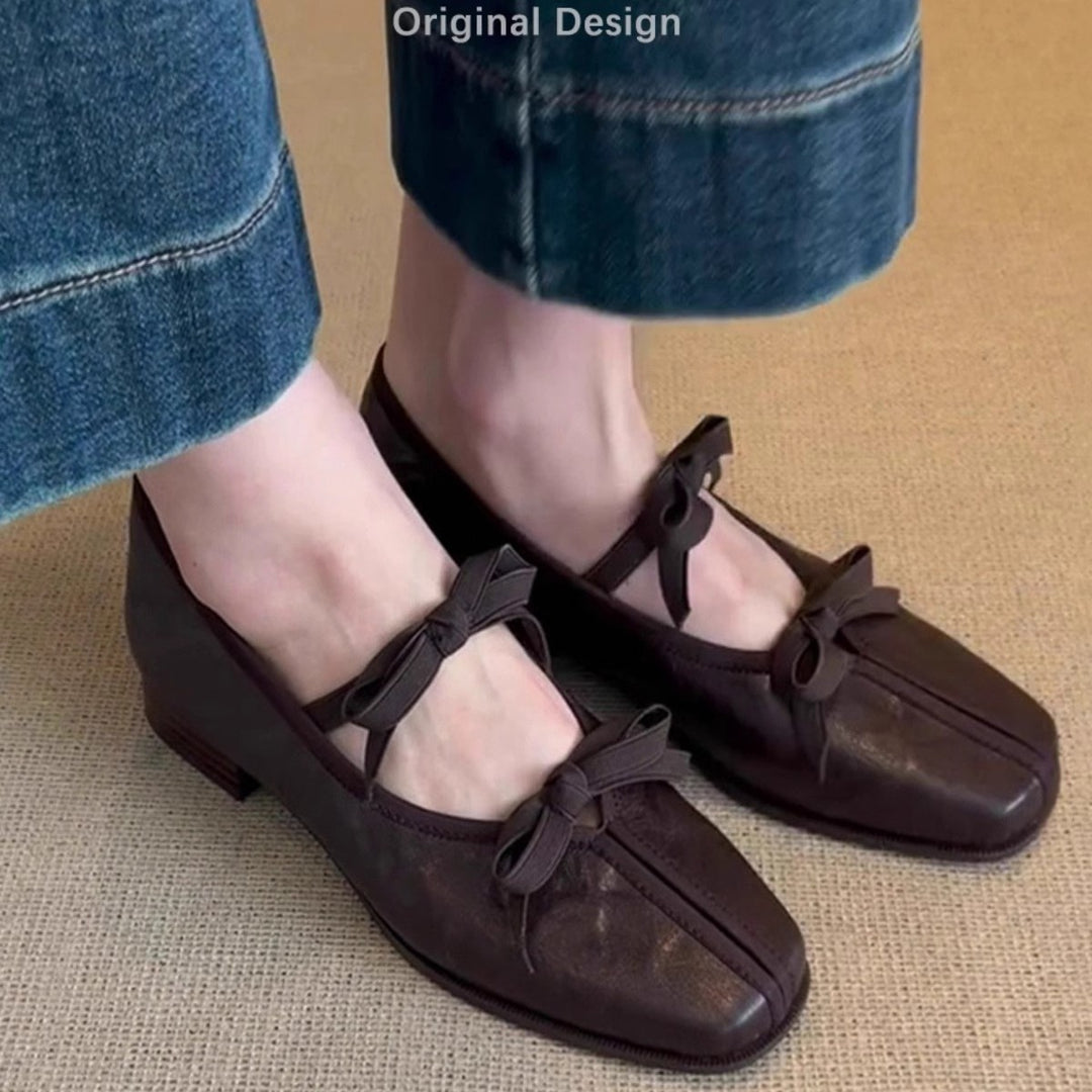 Damen Ballerinas mit femininer Schleifenverzierung und hochwertiger Lederoberfläche EB