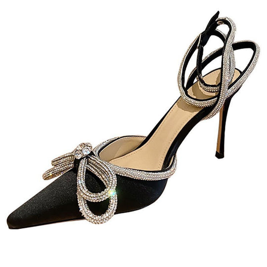Damen elegante High Heel Sandalen mit funkelndem Schmuck-Detail EB
