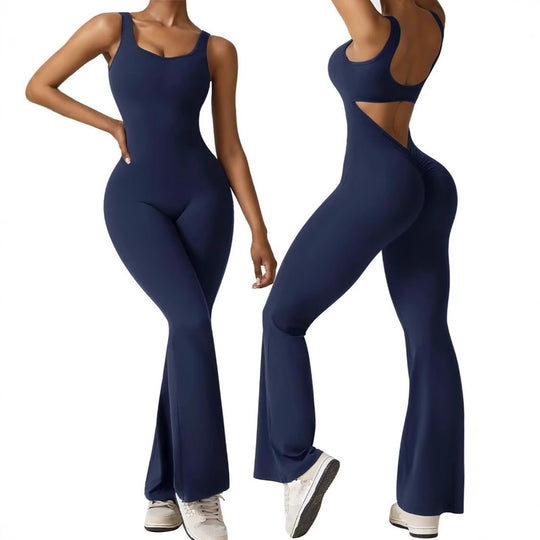 Damen Sportlicher Jumpsuit mit angeschnittenem Schnitt und trendy Cut-Outs EB