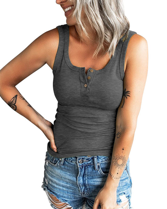 Damen komfortables Trägershirt mit Knopfdetails EB