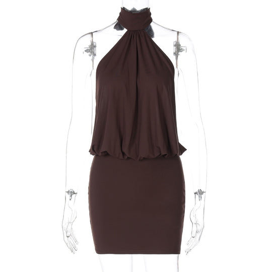 Damen Halterkleid mit figurbetonter Silhouette und fließendem Rock EB