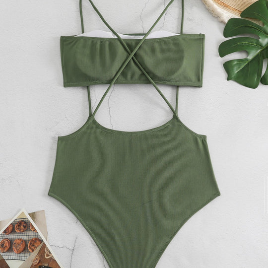 Damen Sportlicher Hochgeschnittener Bikini EB