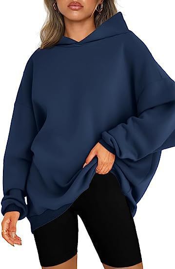 Damen nan Oversize-Kapuzenpullover im Longline-Schnitt mit Raglanärmeln und weichem Innenfutter EB