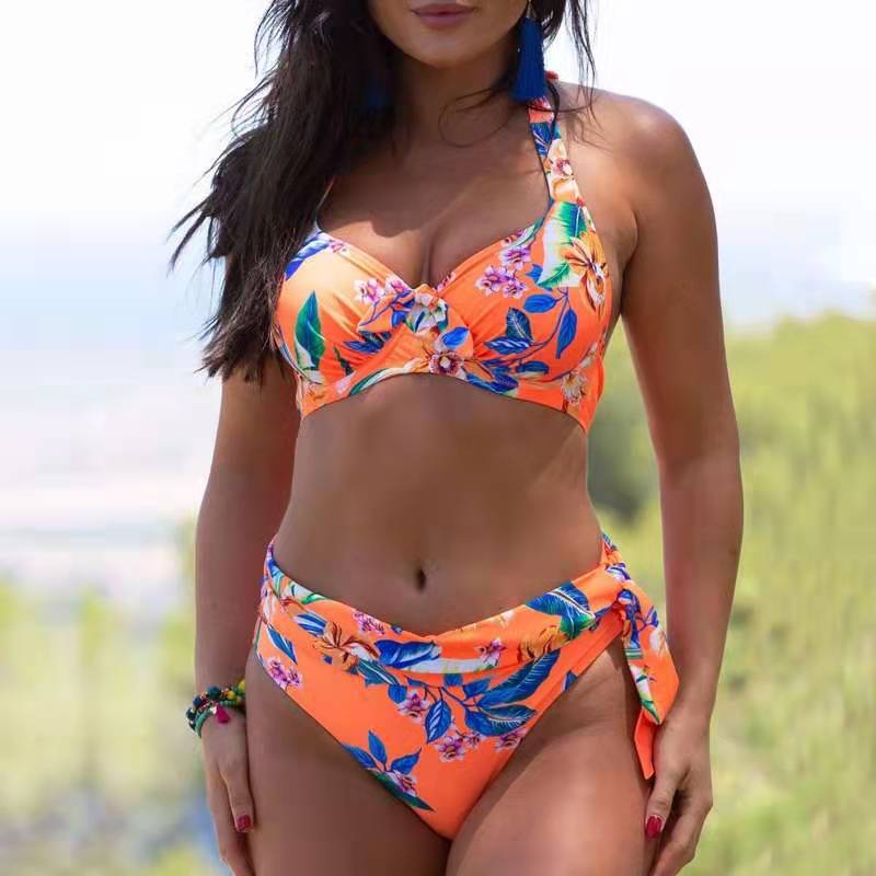 Damen Sportliches Bikini mit verstellbaren Trägern und Wickelunterteil EB