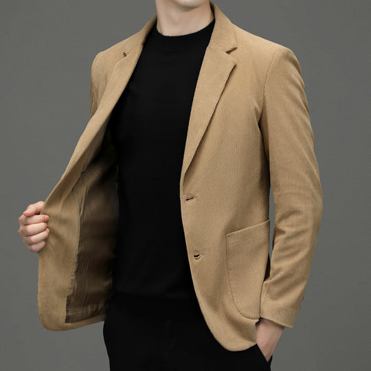 Herren Cord-Sakko Slim-Fit mit Reverskragen und aufgesetzten Taschen EB