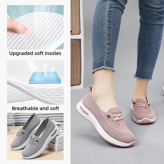Damen Sportliche Slip-On Sneakers mit atmungsaktiver Strickoberfläche EB