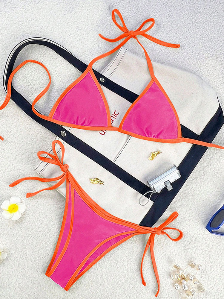 Damen Triangel-Bikini mit verspielten Schleifen EB