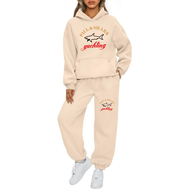 Damen nan oversized Hoodie und Jogginghose Set mit Kapuze Kängurutasche und gerippten Bündchen EB