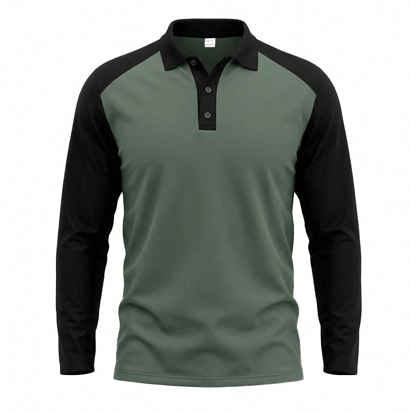 Herren nan langärmeliges Raglan-Polo aus Baumwollmix mit Knopfleiste und ergonomischem Schnitt EB